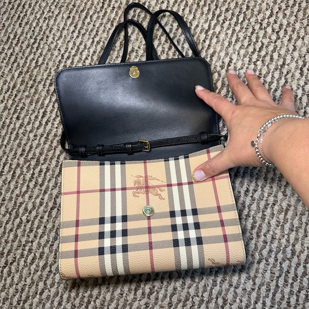 Burberry Black and Tan Check Crossbody Bag - Picture 2 of 5